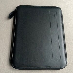 FiloFax Portfolio Black Pebbled Leather-like Material and Micro-Fiber Interior